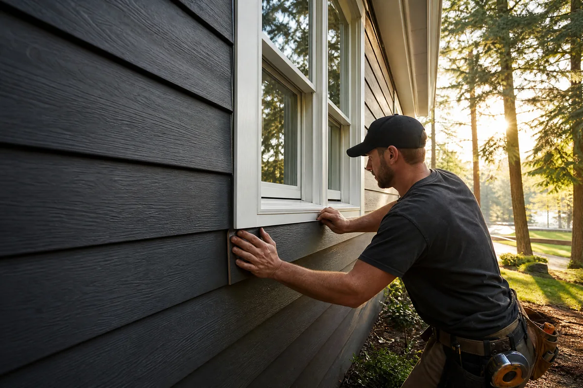 Professional installing residential exterior siding